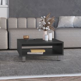 Coffee Table 10.6" H, 1 shelf, 4 legs, Black