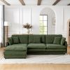 Modern Home Living Room L-Shaped Sectional Sofa Couches with Storage Ottoman, Convertible Oversized 4 Seater Couch Towel Fabric, Green