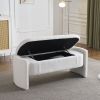 Elegant Long - shaped Storage Ottoman Bench of boucle material with Simple and Grand Design, White