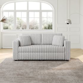 75.6" Soft Rabbit Plush Modular 2-person Sofa - Highly Comfortable with Distinctive Design. Perfect for Bedroom & Living Room. Light gray. Modern & Pl