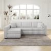 106.3" Soft Rabbit Plush L-shaped 4-Person Sofa. Comfortable & Stylish. Matches Bedroom & Living Room. Light gray. Modern plush furniture. Modular des