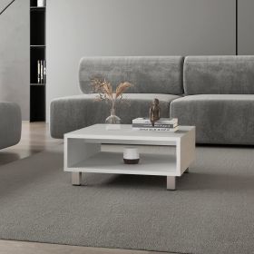 White Coffee Table with Open Storage