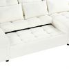 110.2" Oversized U-shaped Sofa Versatile Sectional Sofa Pull-out Sofa Bed with Double Storage Chaise Lounges and Two USB Ports for Living Room,Beige
