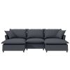 [New+Video] Chenille Sectional Sofa with Ottoman,U Shaped Cloud Sleeper Couch Set with Pillows,Free Combination