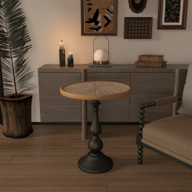 Wooden End Tables Retro Side Table French Country Accent Coffee Side Table Modern Small Round Tea Table Pedestal Side End Table for Living Room Househ