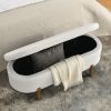 Ottoman Oval Storage Bench,Rubber Wood Leg,Beige(46."x17.7"x10.8")
