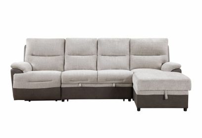 KIA BEIGE/BROWN SECTIONAL WITH PO AND USB