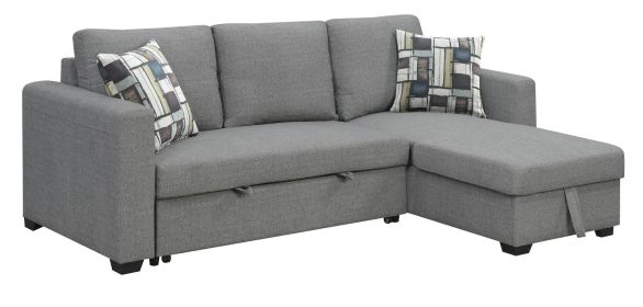 Wallace & Bay Pensole Gray Reversible Pop-Up Sleeper Sectional