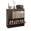 Mirror Shoe Cabinet with 2 Tier Drawers, Mirror Shoe Rack With 1 Drawer Storage, Mirror Shoe Organizer with 2 Layers In a Drawer for Entrance