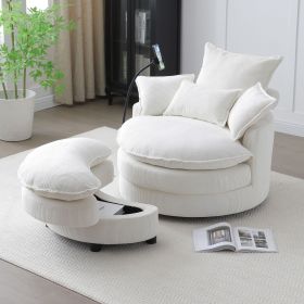 360° Swivel Accent Barrel Chair Modern Comfy Round Reading Sofa Swivel Chairs Circle Lounge Chair for Bedroom Living Room w/4 Pillow Lower Seating Hei