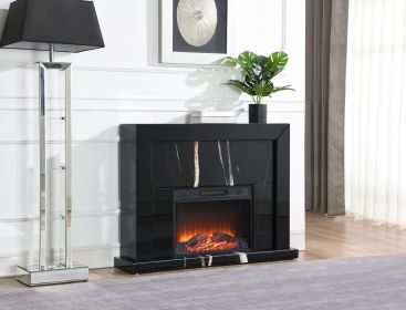 ACME Drisana Fireplace, Black Mirrored Finish AC03869