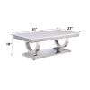 Zander White Printed Faux Marble Top & Mirrored Silver Finish Coffee Table