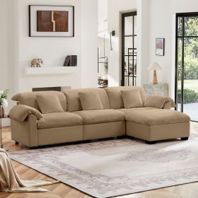 L Shaped Sectional Sofa With Storage Seats and Storage Ottoman, Modern Velvet 3 -Seat Sofa With Reversible Ottoman
