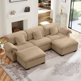 Extra Large and Deep Seat 3 - Seat U Shaped Sectional Sofa Couch With Storage Seats and Storage Ottomans