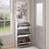 Mirror Shoe Cabinet With 3 Flip-Tier Drawers, Mirror Shoe Rack Organizer Store Ample Shoes