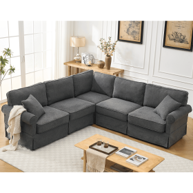 [NEW ARRIVED] [VIDEO PROVIDED] Modular Sectional Sofa Set,Convertible L Shaped Couch ,5 Seat,Reversible Sectional Sofa Couch,Upholstered,Corner Sofa