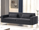 Aesthetic 85.8" Velvet Sofas for Living Room, 3 Seater Couch with Classic Modern Appeal and Luxurious Soft Comfort, Easy to Maintain, Black