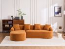 LingYu022Orange Compression Sofa, Memory Foam 3-Seater Sofa, No Installation & Easy to Transport, Deep Seat Modern Sofa with Chenille Fabric