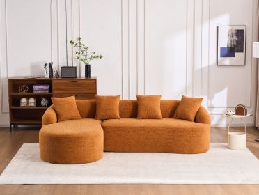 LingYu022Orange Compression Sofa, Memory Foam 3-Seater Sofa, No Installation & Easy to Transport, Deep Seat Modern Sofa with Chenille Fabric