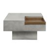 Weathered Grey Coffee Table with Square Top and Pedestal Base
