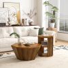 31.5 "Octagonal Natural Rubber wood Set of Two Coffee Table, Coffee Table, Living Room Bedroom(Set of Two Pieces)