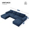 [VIDEO provided][New]110*72" Modular U Shaped Sectional Sofa,Luxury Chenille Floor Couch Set,Upholstered Indoor Furniture