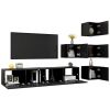 6 Piece TV Cabinet Set Black Engineered Wood