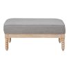Classic Traditional Ottoman Gray Fabric Upholstery Cushion Seat Solid Wood Furniture 1pc