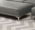 Modern Antique Gray Breathable Leatherette Large Ottoman Metal Legs 1pc Cocktail Ottoman Living Room
