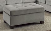 1pc Ottoman Tufted Detail Taupe Microfiber Upholstered Modern Living Room Furniture