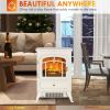 HOMCOM 22" Electric Fireplace Heater, Freestanding Fire Place Stove with Realistic LED Flames and Logs, and Overheating Protection, 750W/1500W, Beige