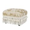 Fiona Accent Footstool Ottoman, Champagne Beige Floral Jacquard