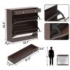 Mirror Shoe Cabinet with 2 Tier Drawers, Mirror Shoe Rack With 1 Drawer Storage, Mirror Shoe Organizer with 2 Layers In a Drawer for Entrance