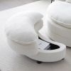 360° Swivel Accent Barrel Chair Modern Comfy Round Reading Sofa Swivel Chairs Circle Lounge Chair for Bedroom Living Room w/4 Pillow Lower Seating Hei