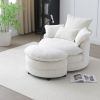 360° Swivel Accent Barrel Chair Modern Comfy Round Reading Sofa Swivel Chairs Circle Lounge Chair for Bedroom Living Room w/4 Pillow Lower Seating Hei