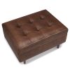 Shay - Mid Century Small Coffee Table Storage Ottoman - Distressed Chestnut Brown