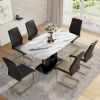 Table and chair set, modern and minimalist dining table, imitation marble patterned tabletop
