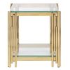 Woker Furniture 20" Wide Square End Table with Glass Top, Golden Stainless Steel Tempered Glass Coffee Table for Living Room&Bed Room