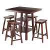 Orlando 5-Pc Set High Table; 2 Shelves w/ 4 Saddle Seat Stools