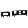 Carter 2 Piece Living Room Set, Streamlined with TV Stand and Coffee Table, Black