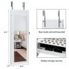 Non Full Mirror Wooden Wall Hanging 3-Layer Shelf, 2 Drawers, 17 Cosmetic Brush Holders, 95 White LED Lights With Interior Mirror