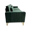 FX-P18-RG2(SOFA) Luxury Emerald Green Velvet Sofa with Gold Accents - Modern 3-Seat Couch with Plush Cushions