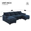 [VIDEO provided][New]110*55" Modern U-shaped Sectional Sofa with Waist Pillows,6-seat Upholstered Symmetrical Sofa Furniture