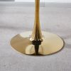 31.5"GOLDEN AND WHITE Tulip Table Mid-century Dining Table for 2-4 people With Round Mdf Table Top, Pedestal Dining Table