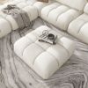 Marcel 36" Bubble Modular Modern Cocktail Ottoman, Ivory White Boucle