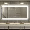 55in. H LED Single Bathroom Vanity Mirror in Polished Crystal Bathroom Vanity LED Mirror for Bathroom Wall Smart Lighted Vanity Mirrors
