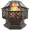 fRustic Fire Pit with Poker 24.4"x21.3"x22" XXL Steel