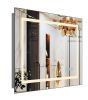 32x24inch Glossy Brushed Silver 3000-6000K LED Bathroom Mirror With Lights