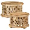 2 Piece Coffee Table Set Solid Wood Mango