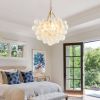 20-Inch Gold Pendant Light Chandelier with Threaded Clear Glass Globe Shade – Adjustable Height, Ideal for Living Room, Dining Room